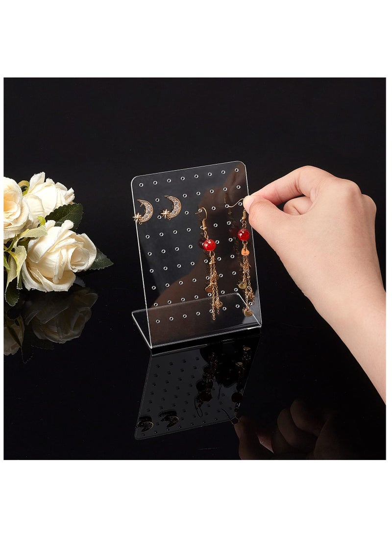 KASTWAVE - Acrylic Jewelry Display Rack, 3 Pcs 72 Holes Earring Holders L-Shaped Earrings Ear Studs Display Stands Jewelry Showcase Earring Stand Organizer Jewelry Display for Retail Show Personal, Clear Style - Image 1