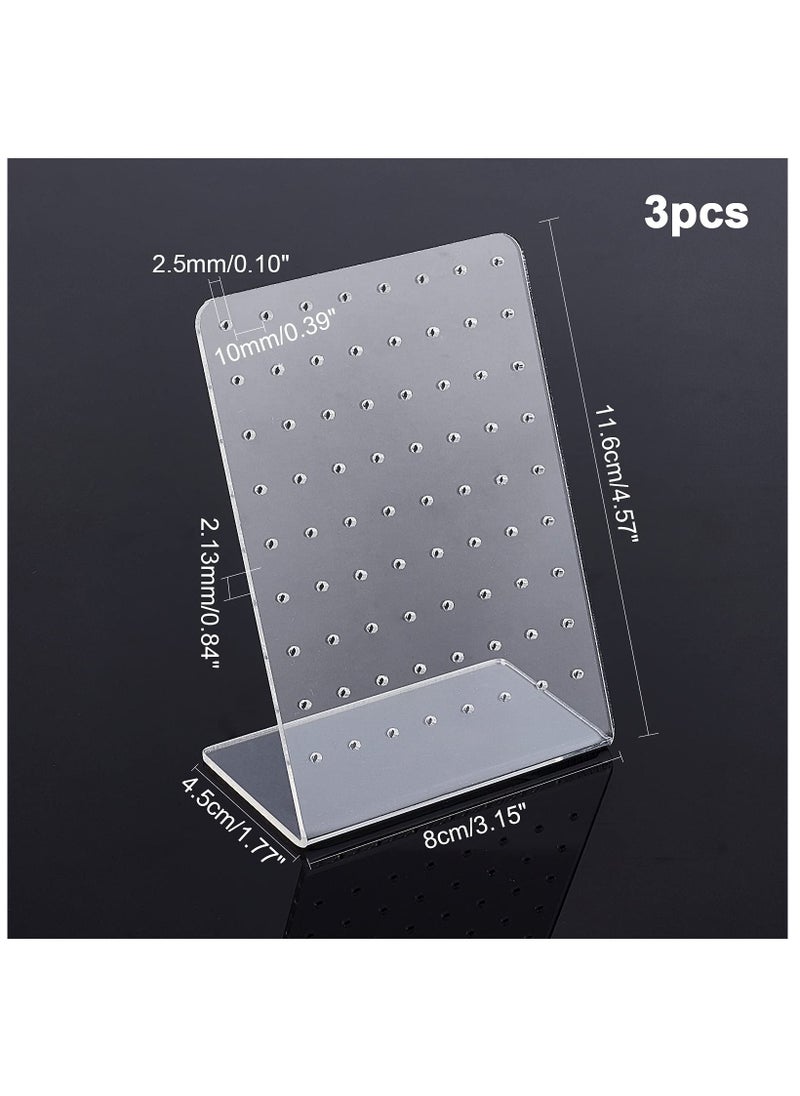 KASTWAVE - Acrylic Jewelry Display Rack, 3 Pcs 72 Holes Earring Holders L-Shaped Earrings Ear Studs Display Stands Jewelry Showcase Earring Stand Organizer Jewelry Display for Retail Show Personal, Clear Style - Image 1