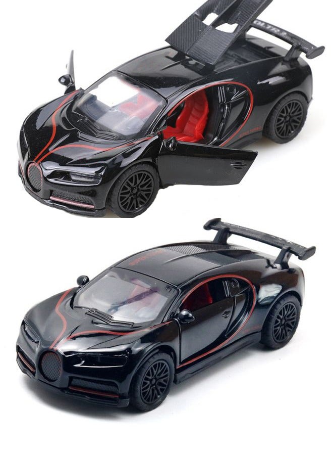 HALAMODO 1:36 Alloy Sports Car Model , Pull-Back Toy Car , Model Car for Kids Boy Girl Gift , Collectible Display ,Black - Image 1