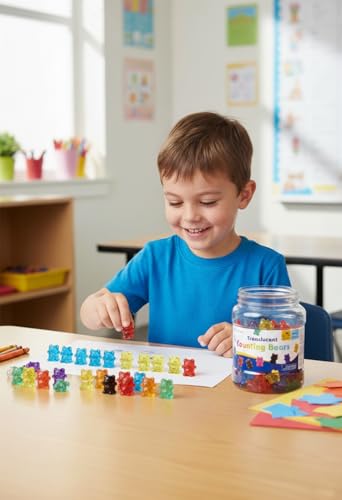 Odoorgames 100 Pcs Translucent Counting Bears 10 Colors Kindergarten Classroom Light Table Manipulatives Counting Color Sorting Toys for Toddler - Image 5