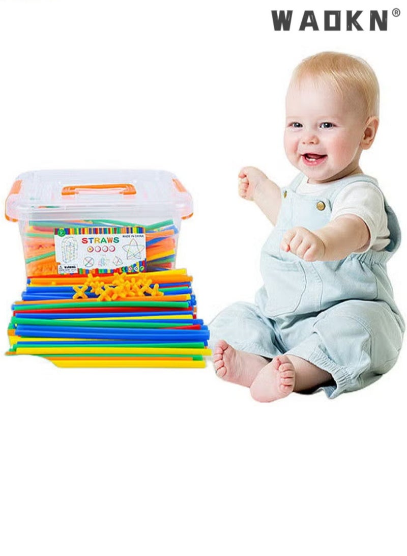 WAOKN Construction Toy Straw Building Set,Straw Constructor STEM Building Toys 300 pcs-Colorful Interlocking Plastic Enginnering Toys- Fun- Educational- Safe for Kids- Develops Motor Skills-Construction Blocks, Engineering, Education, Motor Skills- Best Gift for Boys and Girls - Image 4