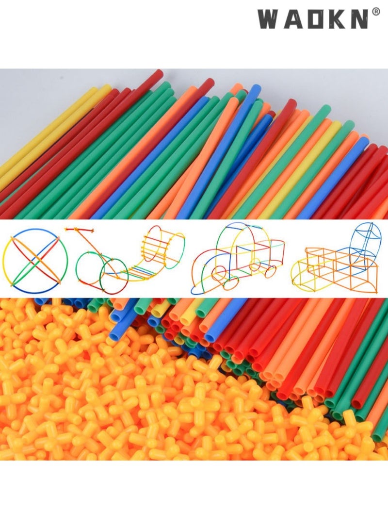 WAOKN Construction Toy Straw Building Set,Straw Constructor STEM Building Toys 300 pcs-Colorful Interlocking Plastic Enginnering Toys- Fun- Educational- Safe for Kids- Develops Motor Skills-Construction Blocks, Engineering, Education, Motor Skills- Best Gift for Boys and Girls - Image 3