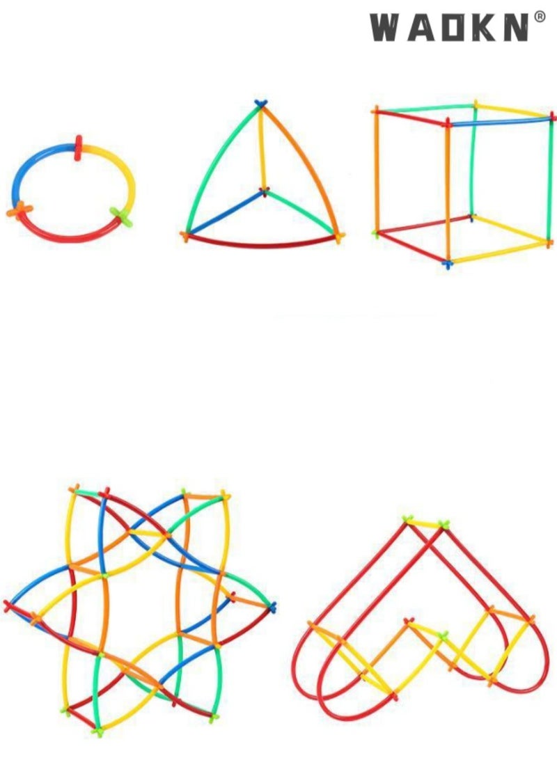 WAOKN Construction Toy Straw Building Set,Straw Constructor STEM Building Toys 300 pcs-Colorful Interlocking Plastic Enginnering Toys- Fun- Educational- Safe for Kids- Develops Motor Skills-Construction Blocks, Engineering, Education, Motor Skills- Best Gift for Boys and Girls - Image 5