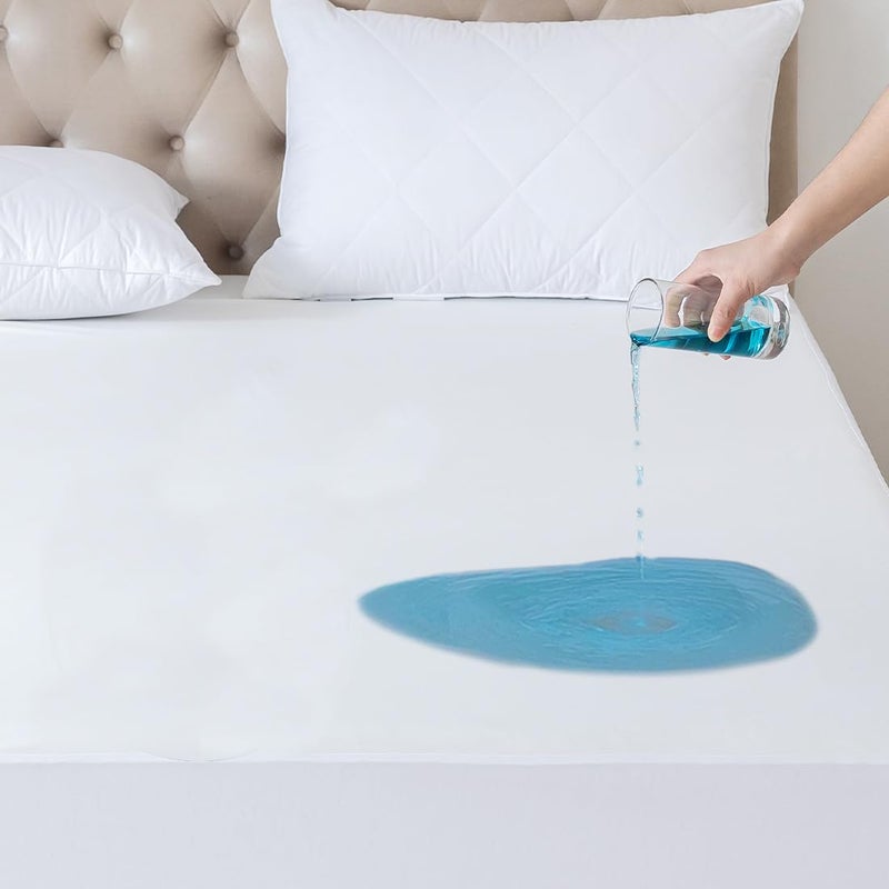 Flippeddream 100% Waterproof Mattress Protector  Mattress Cover  Smooth Top Mattress Protector for Kids  Breathable Skin Friendly and Noiseless Fitted Sheet  Queen Size  Polyester - Image 1