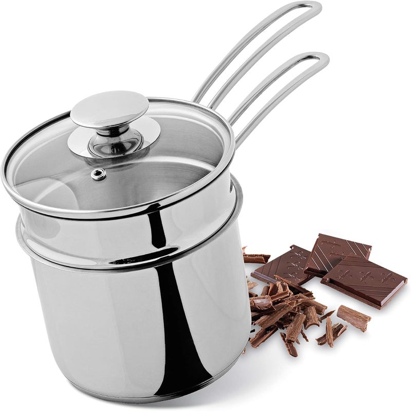 Küchenprofi Double Boiler/Bain Marie Set with Glass Lid, 1.6 Quart, 5.5" Diameter - Image 4