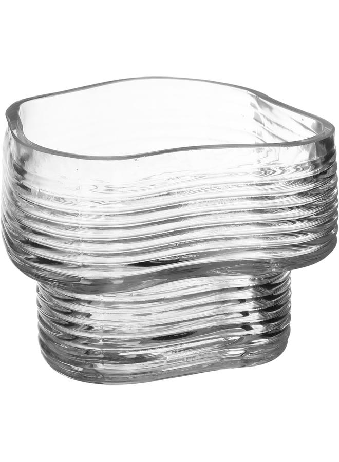 السيف  طبق تقديم الحلوى الزجاجي 9 × 12 × 12 سم مموج شفاف