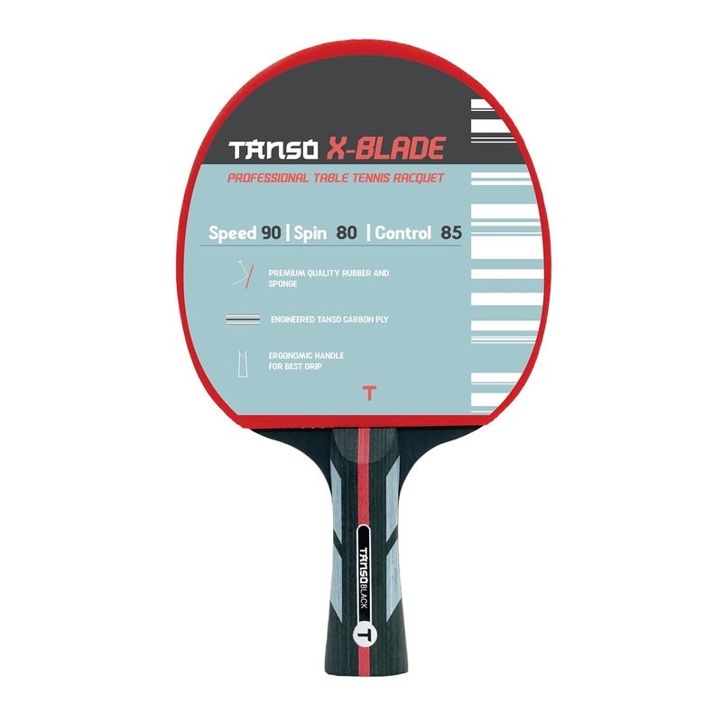 Tanso مضرب تنس طاولة (TT) كربون بلاك X بليد (مطاط غامبلر معتمد من ITTF، طبقة كربون، مقبض مريح، للاعبين من المستوى المتوسط إلى المحترف) - Image 1