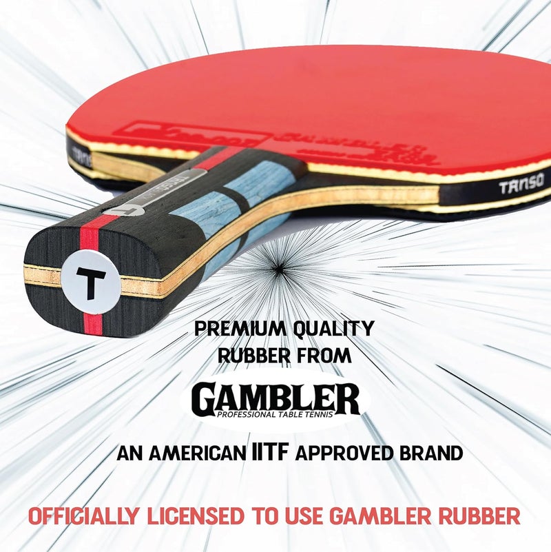 Tanso مضرب تنس طاولة (TT) كربون بلاك X بليد (مطاط غامبلر معتمد من ITTF، طبقة كربون، مقبض مريح، للاعبين من المستوى المتوسط إلى المحترف) - Image 3