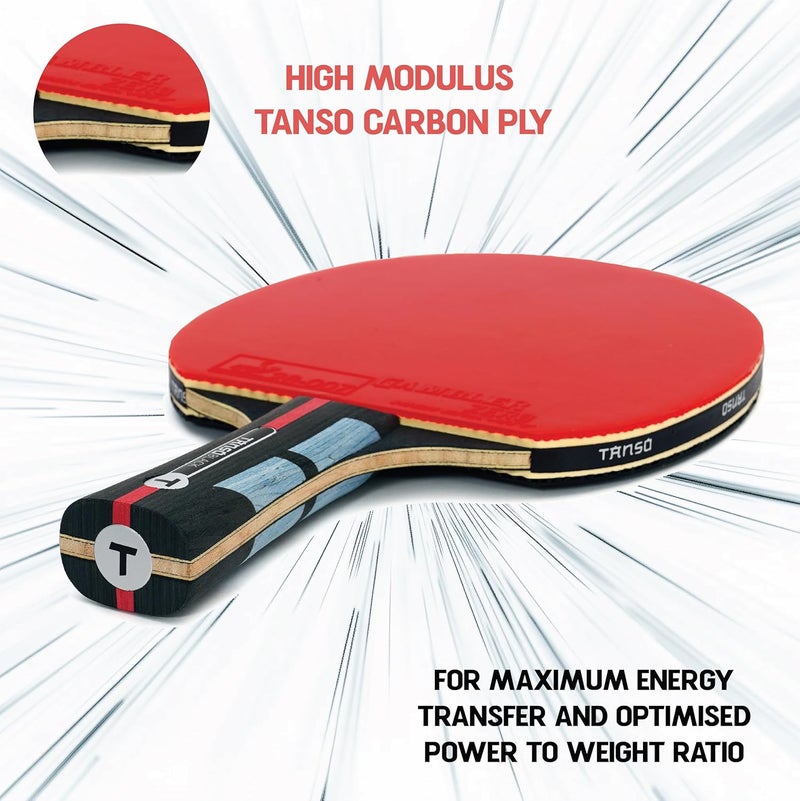 Tanso مضرب تنس طاولة (TT) كربون بلاك X بليد (مطاط غامبلر معتمد من ITTF، طبقة كربون، مقبض مريح، للاعبين من المستوى المتوسط إلى المحترف) - Image 2