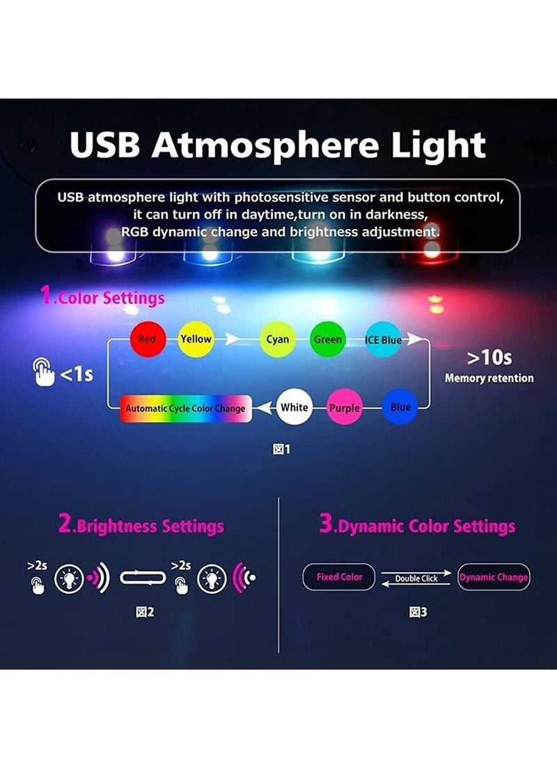 OIMG - Mini USB LED Car Interior Atmosphere Light Decorative RGB Lamp Lights PC Auto Colorful Light (Pack Of 1) - Image 1