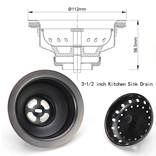 KONE 3-1/2 Inch Kitchen Sink Drain ORB Assembly with Strainer Basket/Stopper, All Stainless Steel Durable and Rustproof Oil Rubbed Bronze - Image 5