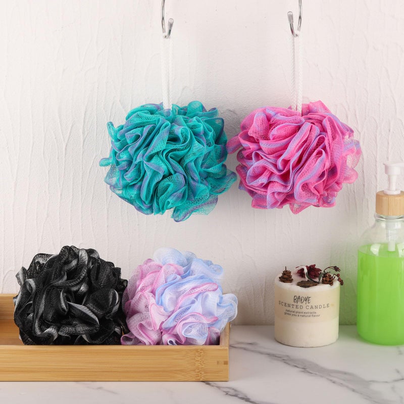 BTYMS Loofah Sponge 60 Gram Shower Pouf Bath Scrunchies Shower Puff Exfoliating Body Wash Scrubber Bath Puffs for Washing - Set of 4 - Image 5
