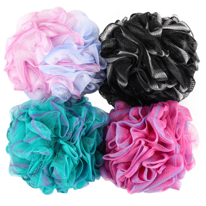 BTYMS Loofah Sponge 60 Gram Shower Pouf Bath Scrunchies Shower Puff Exfoliating Body Wash Scrubber Bath Puffs for Washing - Set of 4 - Image 1