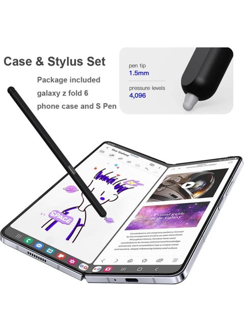 Rock Pow for Galaxy Z Fold 6 Case with S Pen Holder, S-Pen is Included Case Stylus Set Built-in Screen Protector Full Body Protection Anti-Yellowing Clear for Samsung Galaxy Z Fold6
