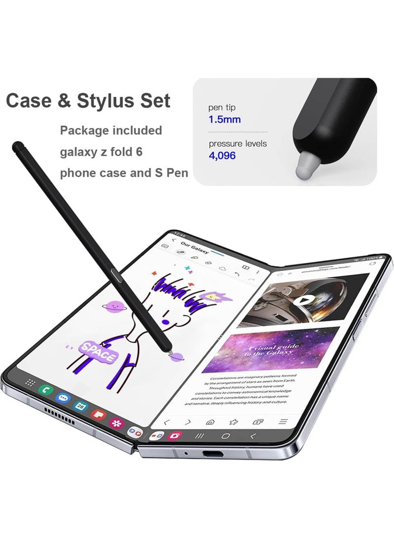 Rock Pow - for Galaxy Z Fold 6 Case with S Pen Holder, S-Pen is Included [Case & Stylus Set] Built-in Screen Protector Full Body Protection Anti-Yellowing Clear for Samsung Galaxy Z Fold6 (Case&Pen Set) - Image 1