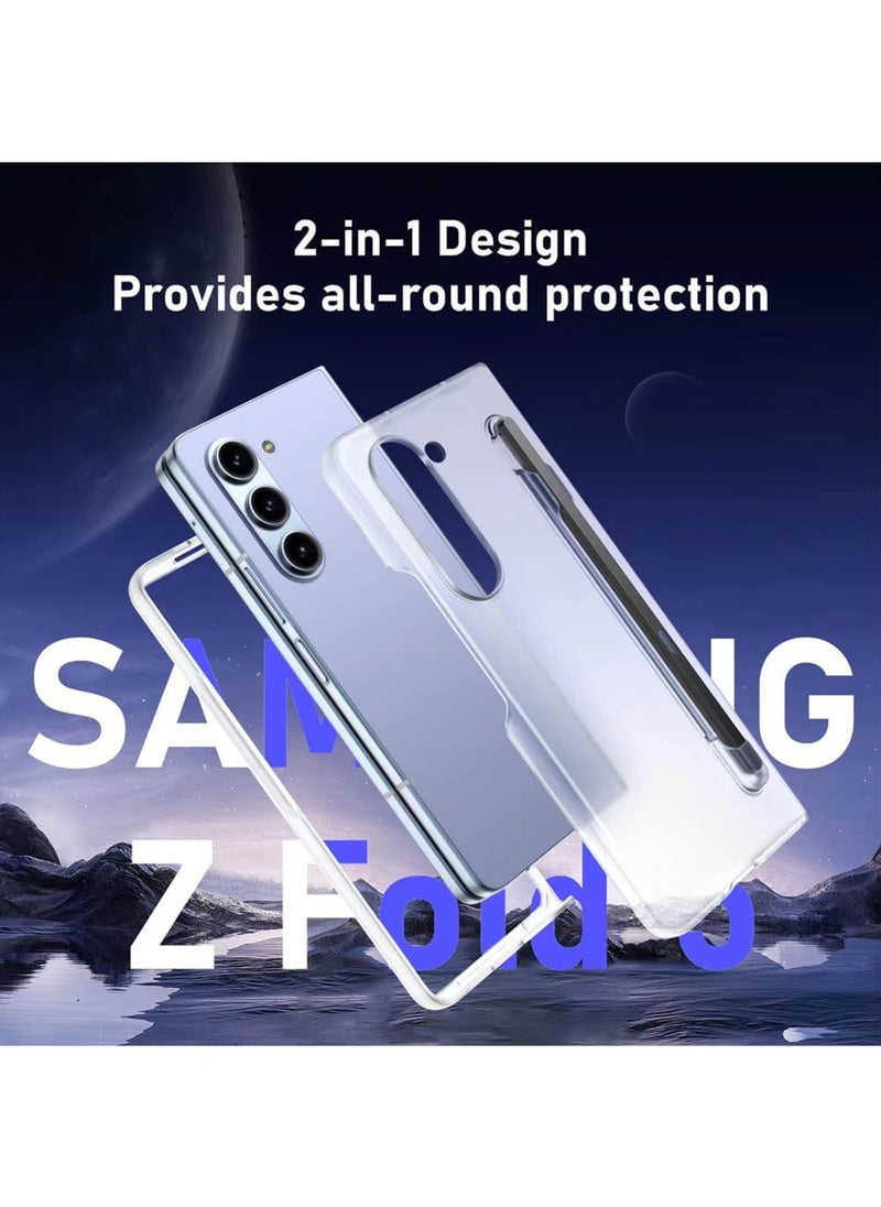 Rock Pow - for Galaxy Z Fold 6 Case with S Pen Holder, S-Pen is Included [Case & Stylus Set] Built-in Screen Protector Full Body Protection Anti-Yellowing Clear for Samsung Galaxy Z Fold6 (Case&Pen Set) - Image 1
