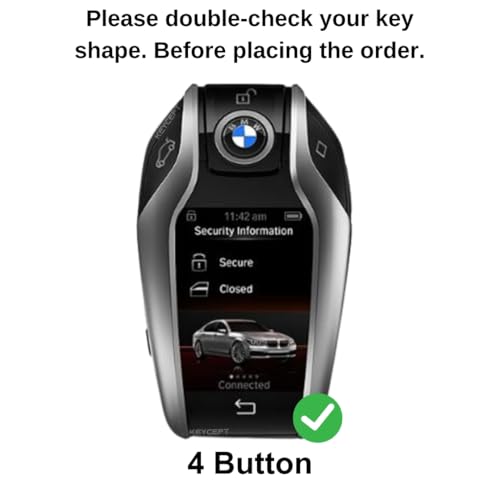 KEYCEPT Metal Alloy Key Cover Compatible for BMW X Series Screen Touch Smart Key with Keychain (Short Keychain). - Image 2