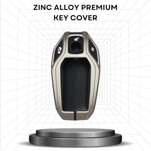 KEYCEPT Metal Alloy Key Cover Compatible for BMW X Series Screen Touch Smart Key with Keychain (Short Keychain). - Image 3