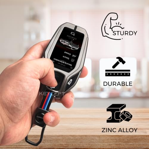 KEYCEPT Metal Alloy Key Cover Compatible for BMW X Series Screen Touch Smart Key with Keychain (Short Keychain). - Image 4