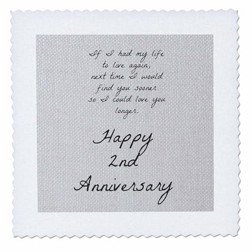 3dRose 2Nd Anniversary I Could Love You Longer on Faux CottonLike Background Quilt Square 12 by 12Inch qs_221893_4 - Image 1