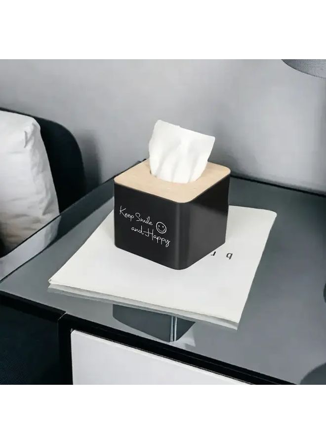 Black Rectangular Plastic Tissue Box With Lid Decorative Storage For Bathroom Bedroom Office - Image 4