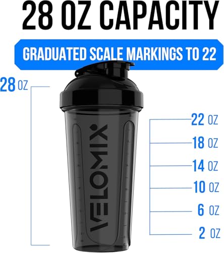 VELOMIX -6 PACK- 28 oz Protein Shaker Bottle for Protein Mixes -6x Wire Whisk | Leak Proof Shaker Cups for Protein Shakes | Large, Stackable Protein Shaker Bottle Pack - Image 4
