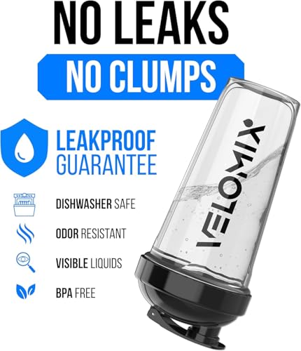 VELOMIX -6 PACK- 28 oz Protein Shaker Bottle for Protein Mixes -6x Wire Whisk | Leak Proof Shaker Cups for Protein Shakes | Large, Stackable Protein Shaker Bottle Pack - Image 3