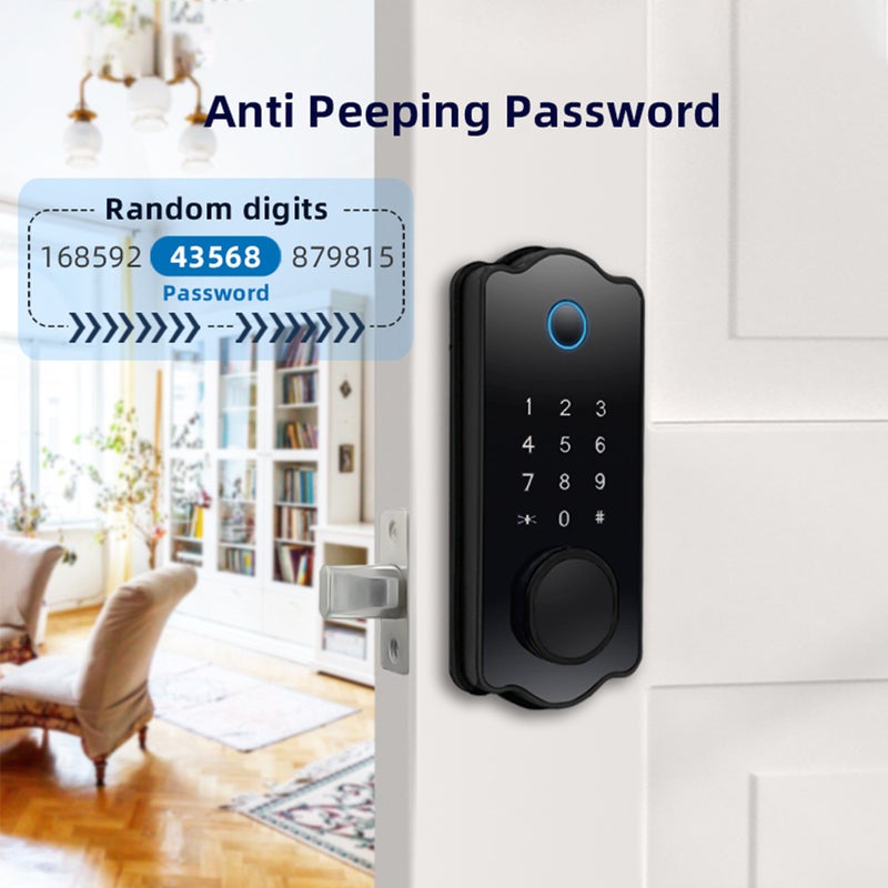 Keyless Entry Smart Door Lock Waterproof Auto Lock 5 in 1 TTlock App IC Card 150 Codes Electronic Fingerprint Door Lock with Handle Lever Set for Front Door - Image 4
