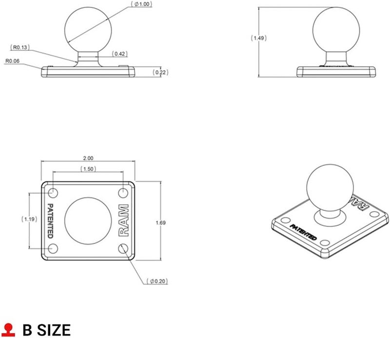 RAM Mounts RAM Urban Rider Mounts Ball Adapter with AMPS Plate - Image 4