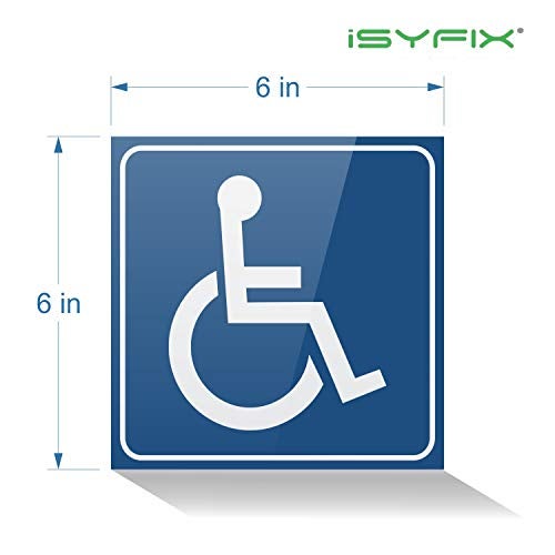 iSYFIX ملصقات علامات الإعاقة iSYFIX - 4 عبوات، 6x6 بوصة - متوافقة مع ADA - علامة كرسي متحرك لذوي الاحتياجات الخاصة، ملصق الإعاقة، فينيل لاصق ذاتي ممتاز، مطلي، للاستخدام الداخلي والخارجي - Image 3