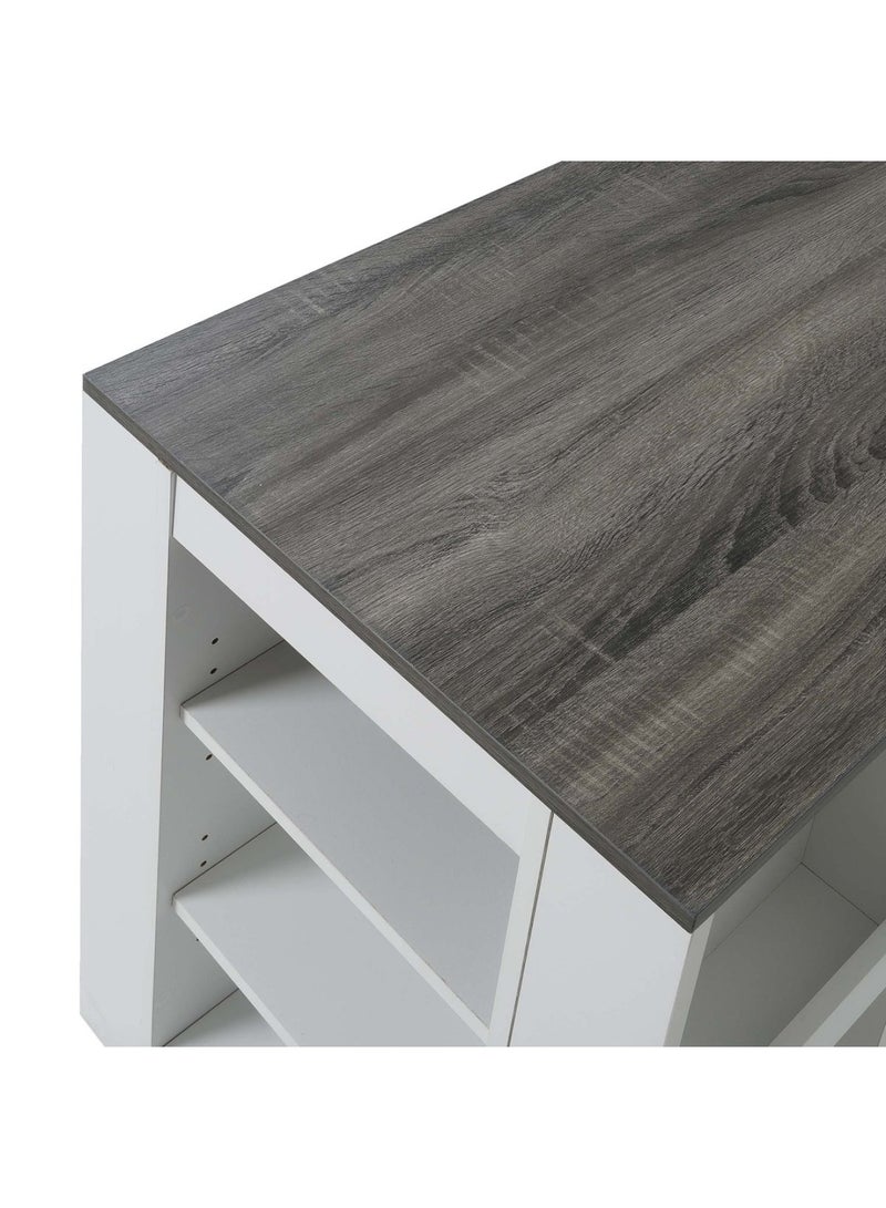 Pan Home Eros Kitchen Island With Storage - Grey & White  - Image 3