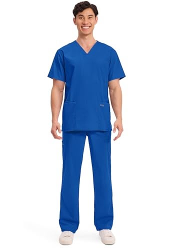 Cherokee Men's V-Neck Top Traditional fit with 4 Pockets, Ultra Soft, Durable, Fade Resistant, 2-Way Stretch Fabric - WW695T, XL, Royal - Image 5