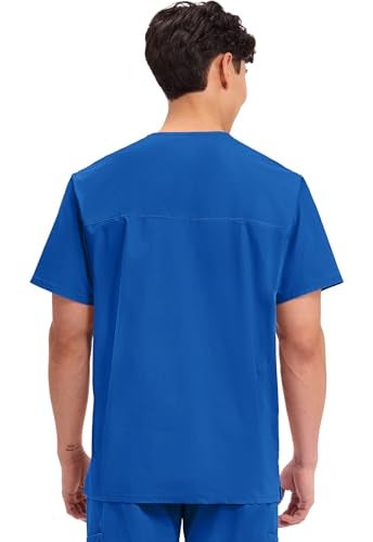 Cherokee Men's V-Neck Top Traditional fit with 4 Pockets, Ultra Soft, Durable, Fade Resistant, 2-Way Stretch Fabric - WW695T, XL, Royal - Image 3