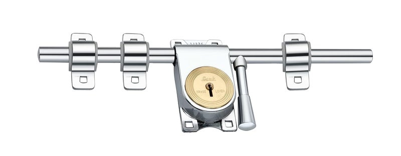 Link 14-Inch Kadi-Tala Rod Lock | Steel Body with Brass Levers | Includes 3 Keys | Heavy-Duty Door Lock | Silver Finish | 5-Year Warranty - Image 4