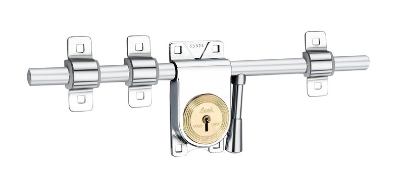 Link 14-Inch Kadi-Tala Rod Lock | Steel Body with Brass Levers | Includes 3 Keys | Heavy-Duty Door Lock | Silver Finish | 5-Year Warranty - Image 3