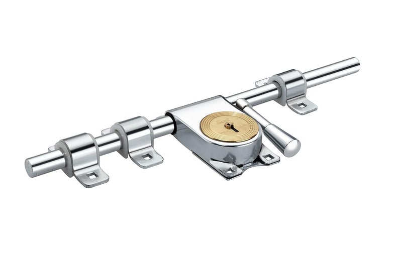 Link 14-Inch Kadi-Tala Rod Lock | Steel Body with Brass Levers | Includes 3 Keys | Heavy-Duty Door Lock | Silver Finish | 5-Year Warranty - Image 2