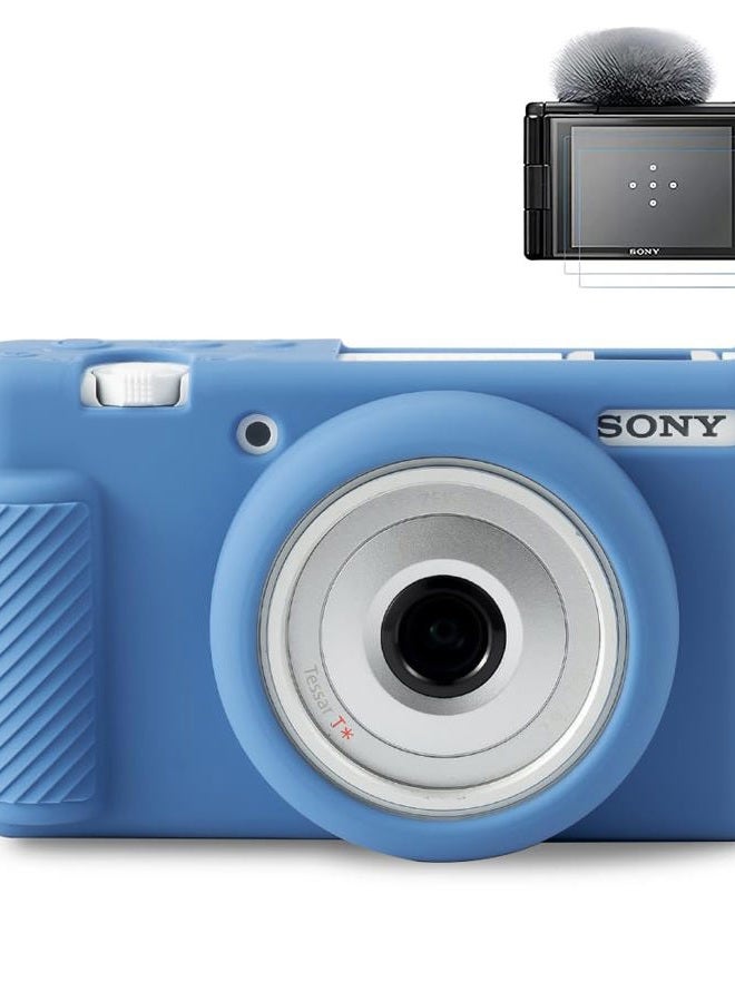 Pocoukate Case for Sony ZV-1F, ZV-1 II/ZV-1M2 Vlog Camera, ZV1F Camera Silicone Cover, Anti-Scratch Slim Fit Soft with ZV1 F Screen Protector- Blue Skin  - Image 1