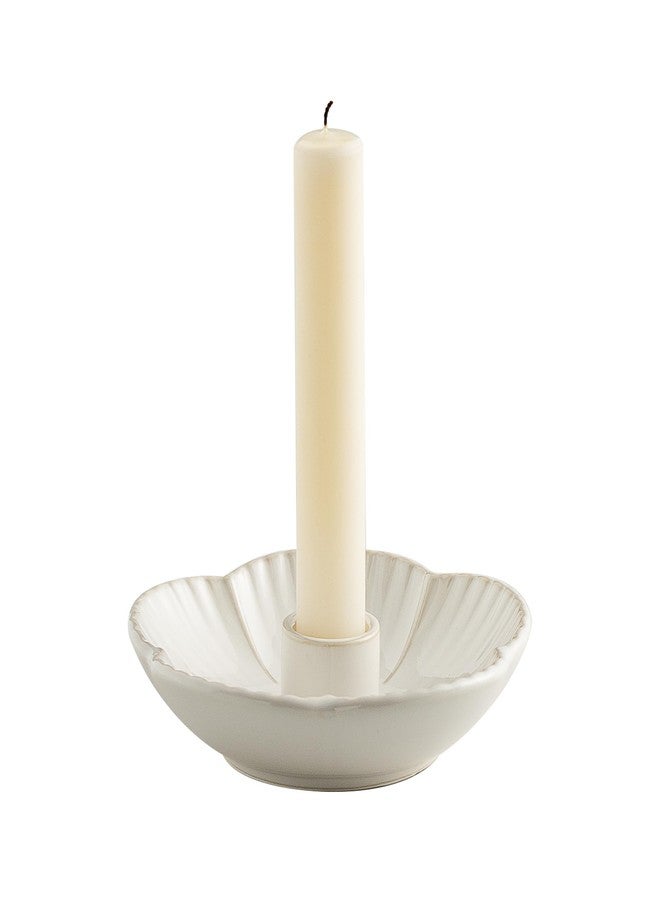 BEUNAIZER Ceramic Candle Holder, Candlestick Holder for Candles,Incense, Santo Palo, Rustic Vintage Home Decor for Halloween Christmas Weddings, Dining Room Table & Living Room Display (White) - Image 1