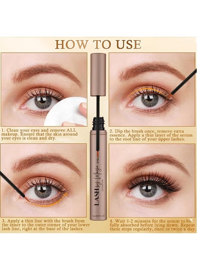 لاش من مايا Lash by Maya Serum، رموش أصلية رسمية من مايا لندن، مصل نمو الرموش، تعزيز الرموش، لم يتم الإساءة إلى القسوة على الحيوانات، 3 مل - Image 4
