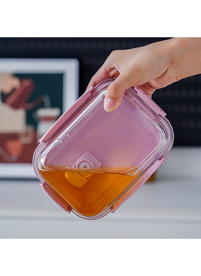 Generic - Lunch Box Household Heat-resistant Glass Lunch Box With Lunch Box Office Workers Can Enter The Microwave Oven Heating Thick Square Fresh-keeping Box-Specifications:Soup Bowl -700ml-heat-resistant Glass (transparent Air Hole Cover)-Color:Non-Divider Glass Bowl - Image 1