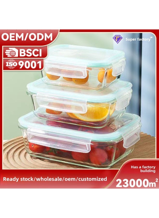 Generic - Lunch Box Household Heat-resistant Glass Lunch Box With Lunch Box Office Workers Can Enter The Microwave Oven Heating Thick Square Fresh-keeping Box-Specifications:Soup Bowl -700ml-heat-resistant Glass (transparent Air Hole Cover)-Color:Non-Divider Glass Bowl - Image 1