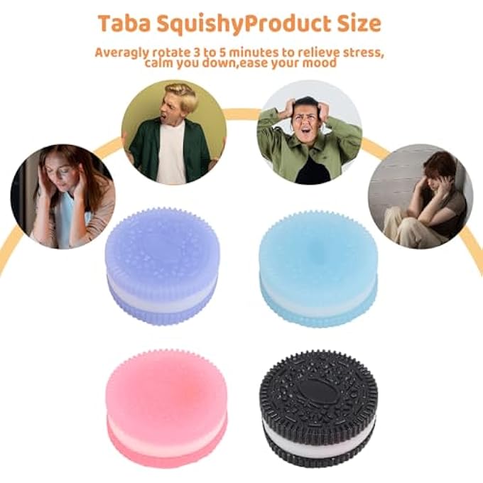 EOAMGO 4Pcs Taba Squishy, Fufu Squishy, Biscuit Stress Relief Toy, Stress Relief Desk Toy - Image 4