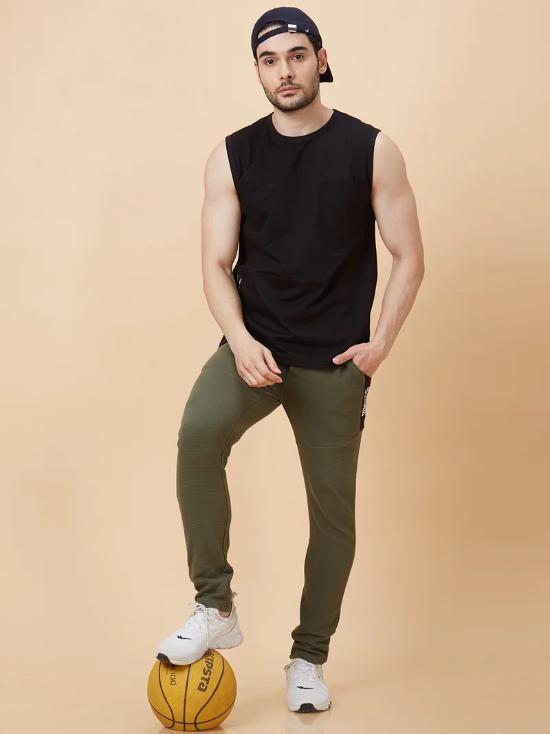 Globus Men Olive Solid Regular Fit Sports Track Pants