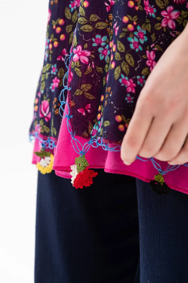 اكبينيز Short Sleeve Ceyda Voile Blouse Dark Purple 6169