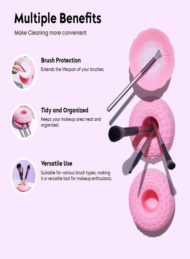 Gleva Portable Washing Tool Cosmetic Brush Cleaner Long Textures Cosmetic Brush Cleaner Silicone Makeup Cleaning Brush Scrubber Mat (Random Color) - Image 3