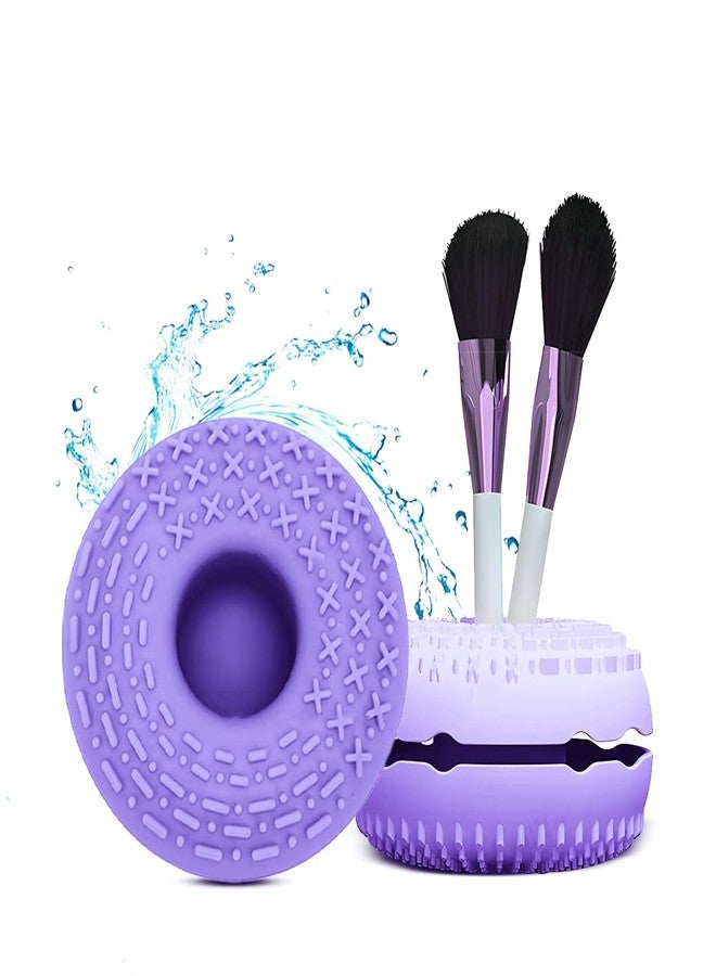 Gleva Portable Washing Tool Cosmetic Brush Cleaner Long Textures Cosmetic Brush Cleaner Silicone Makeup Cleaning Brush Scrubber Mat (Random Color) - Image 1