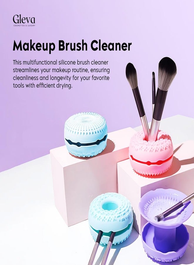 Gleva Portable Washing Tool Cosmetic Brush Cleaner Long Textures Cosmetic Brush Cleaner Silicone Makeup Cleaning Brush Scrubber Mat (Random Color) - Image 2