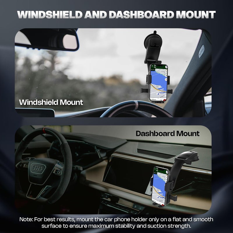 Amkette حامل هاتف السيارة iGrip Drive Dash للوحة القيادة، حامل هواتف للوحة القيادة مع دوران 360، قفل وإفراج بلمسة واحدة، قاعدة قابلة للتعديل مع كوب شفط قوي، حامل هاتف متين - Image 2