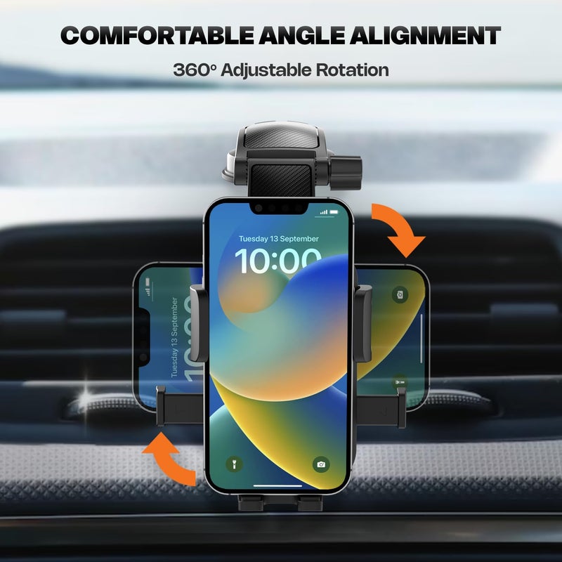 Amkette حامل هاتف السيارة iGrip Drive Dash للوحة القيادة، حامل هواتف للوحة القيادة مع دوران 360، قفل وإفراج بلمسة واحدة، قاعدة قابلة للتعديل مع كوب شفط قوي، حامل هاتف متين - Image 4