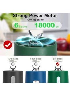 LOVNOV Portable Personal Smoothie Blender Kitchen Juicer Cup With Usb Rechargeable Single Fruit Shake Smoothies Mixer Maker Individual Juice Blenders For Travel Camping 500Ml Green  - Image 2